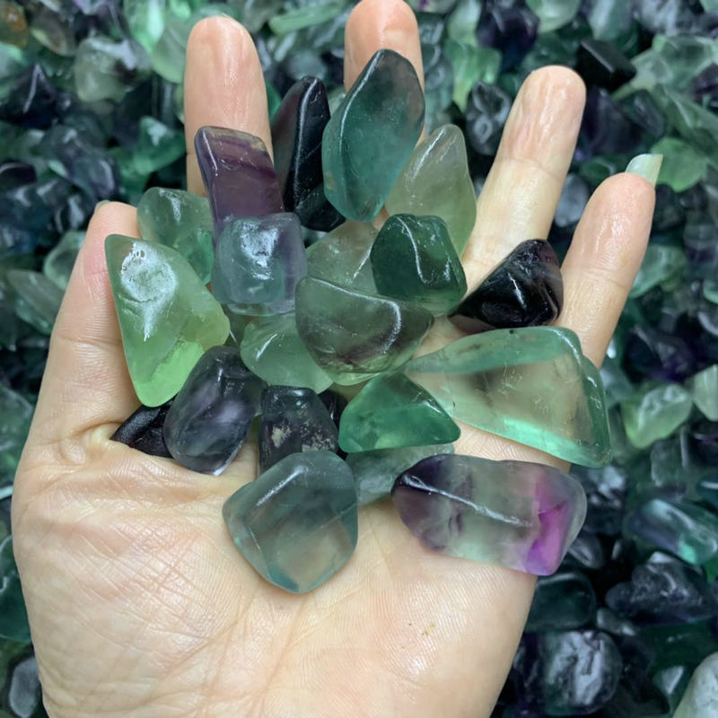 萤石原石 七彩色水晶碎石 大块鱼缸碎石摆件矿物晶体七彩萤石