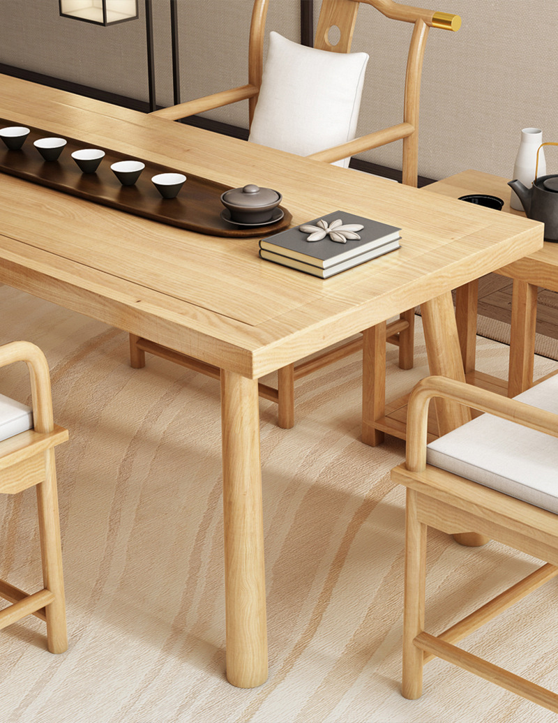 新中式原木茶桌椅组合 家用客厅仿古泡茶桌 功夫禅意茶台实木茶桌