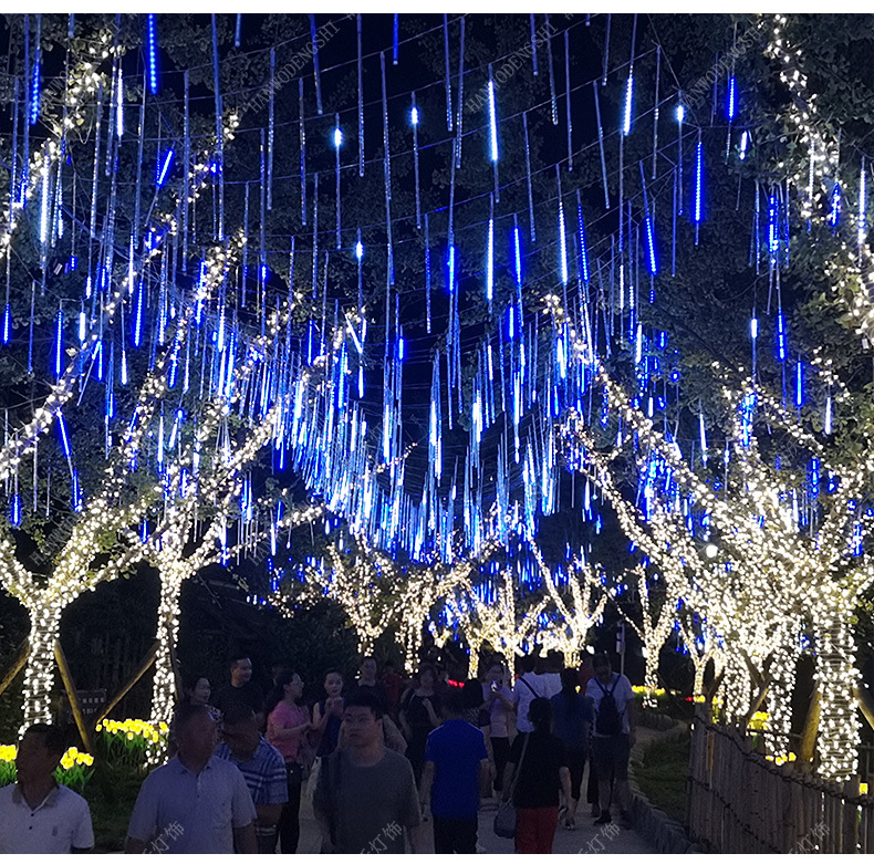 流量雨led灯流星灯树灯挂树上的装饰灯户外七彩灯节日庭院灯