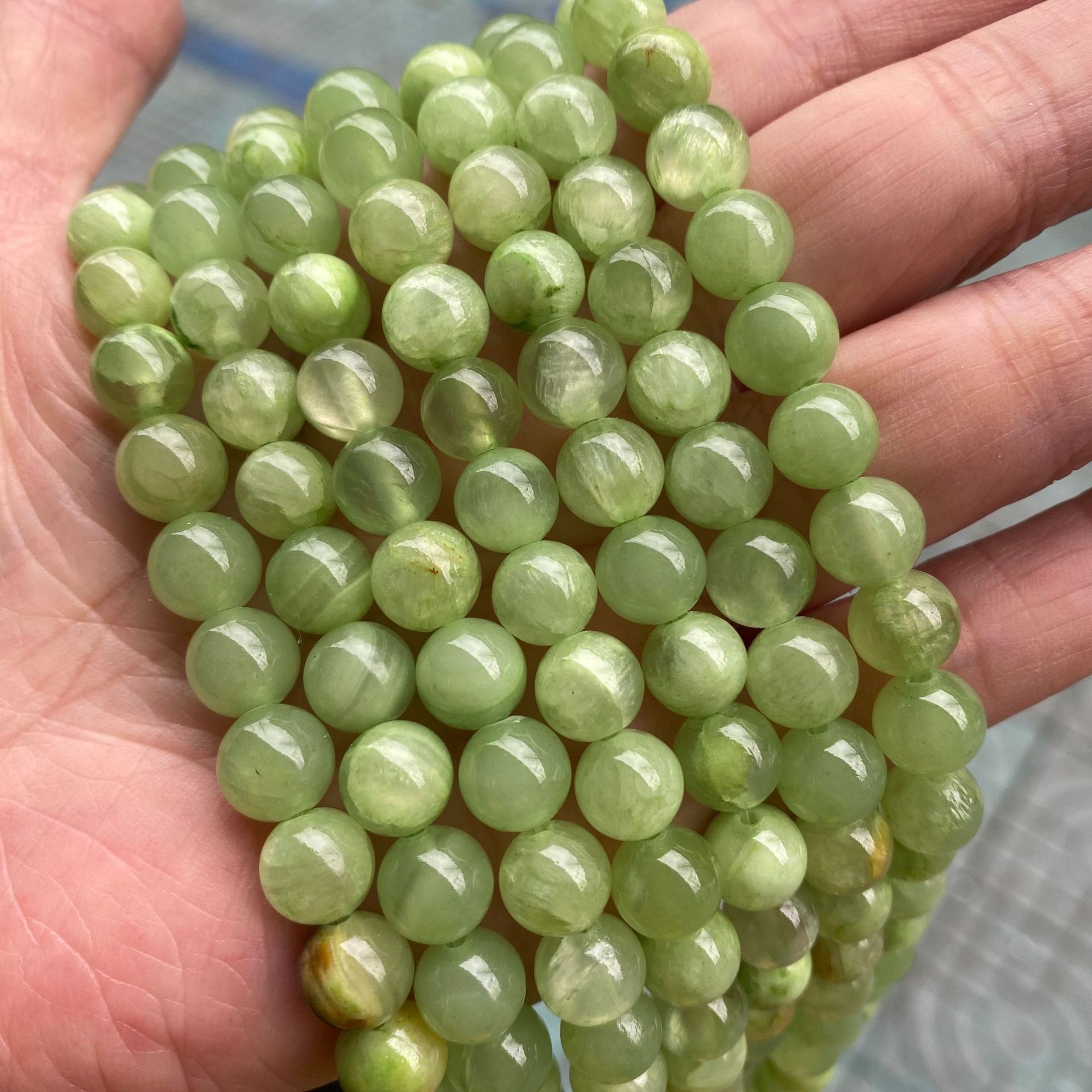 7a天然石 绿青石青草色加色玉珠子散珠圆珠条珠diy批发跨境外贸