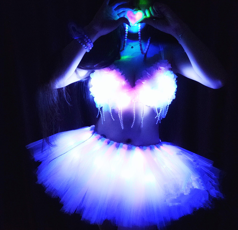led发光裙tutu bra电音节音乐节蹦迪服演出服表演蓬蓬裙派对party