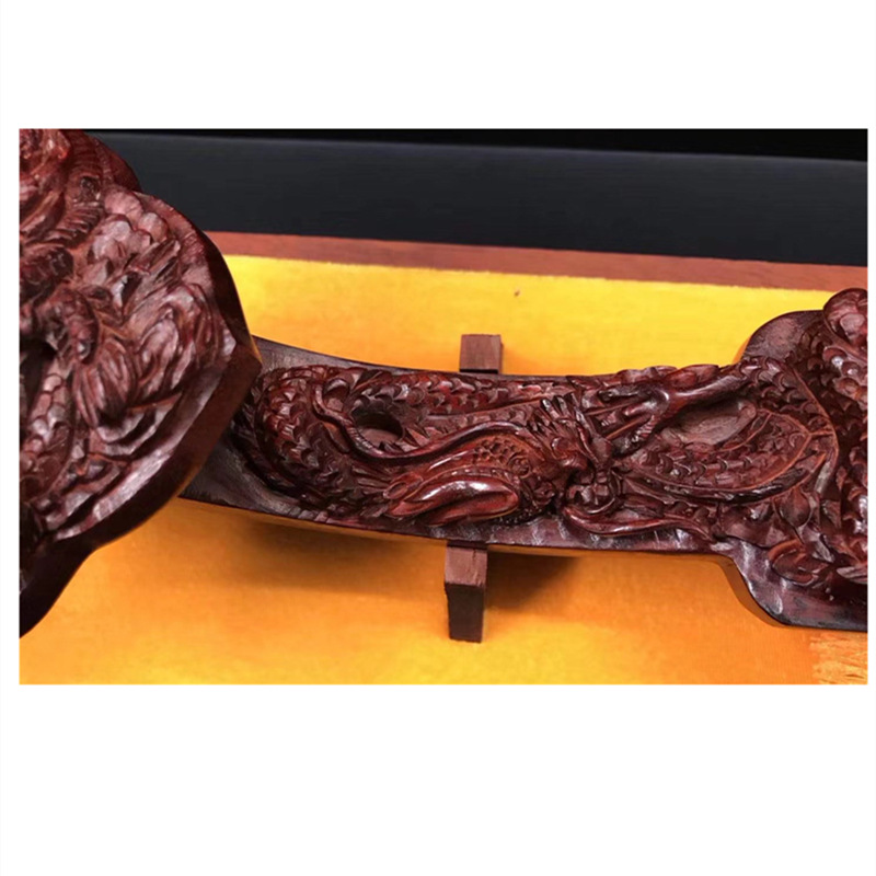 赞比亚血檀木雕如意木制如意礼品九龙如意红木工艺品家居摆件