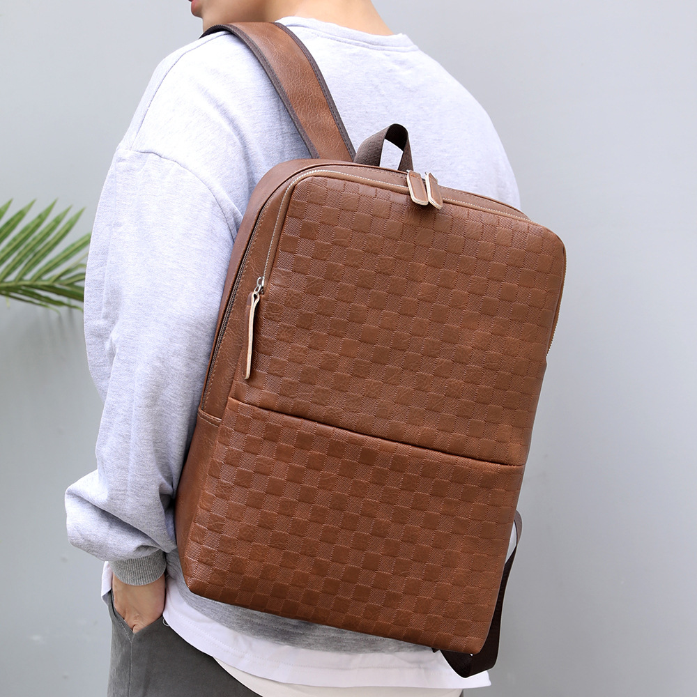 2020 New Men's Backpack PU Leather Business Backpack Student Schoolbag Large Capacity Business Trip Computer Bag Fashion Fashion