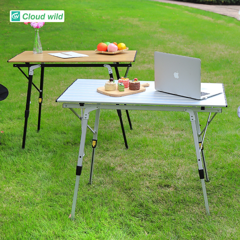 大号户外铝合金折叠桌野餐桌 露营烧烤方形便携式桌子可调节高度