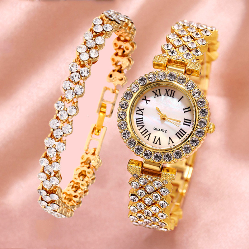 Foreign Trade Popular Style Fashion Roman Pattern Diamond Women's Watch Women's Watch Quartz Watch Bracelet Women's Wrist Watch Factory in Stock