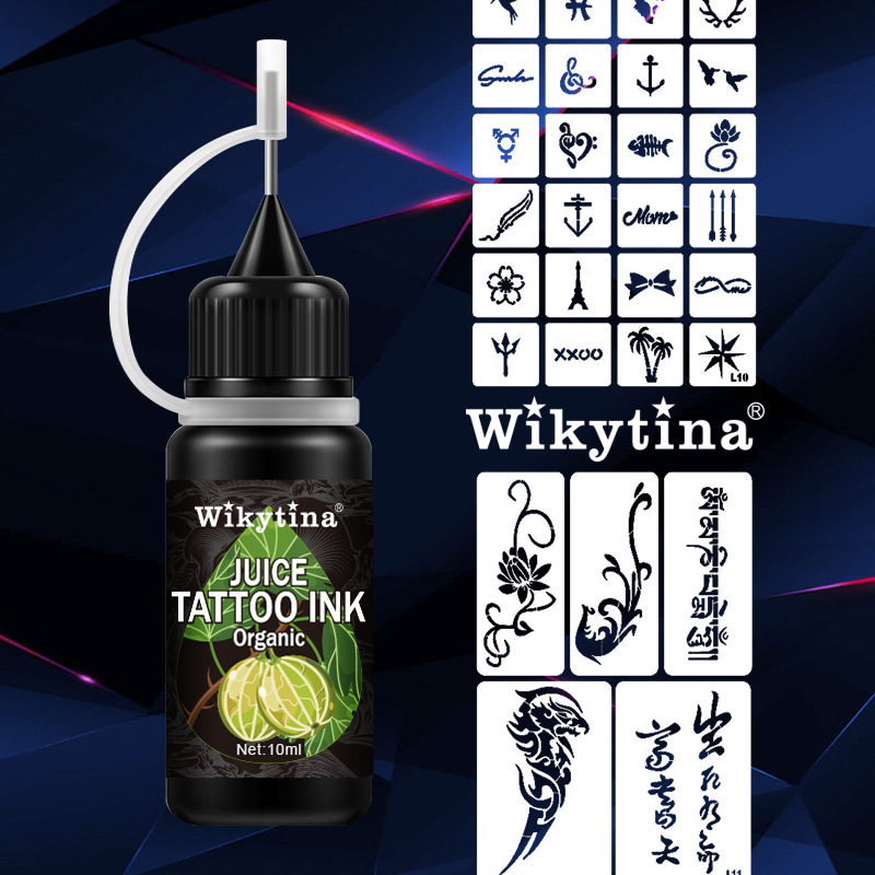 植物纹身果汁草本纹身膏海娜手彩绘膏海外新款抖音跨境临时纹身图