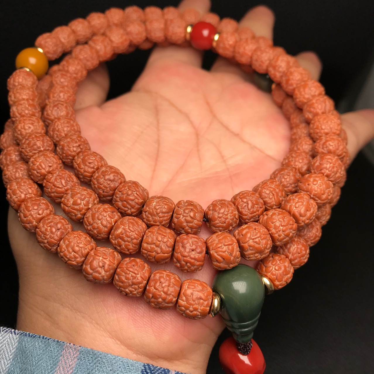 原创设计藏式精工龙鳞纹小金刚搭配阿拉善玛瑙配饰套装108颗佛珠