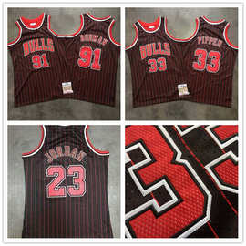 nba密绣球衣 公牛队 23 乔丹  皮蓬 罗德曼 密绣条纹篮球服