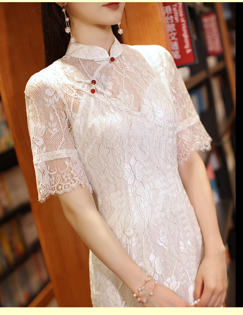 夏季蕾丝镂空复古修身改良旗袍裙货号hx186