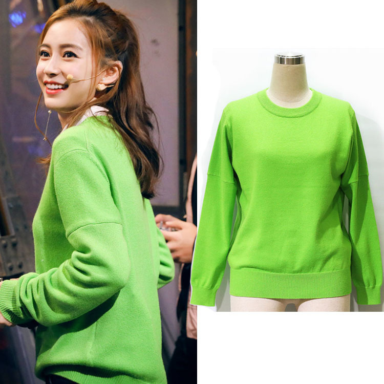 angelabady杨颖明星同款绿色套头毛衣春季2020新款针织衫女上衣