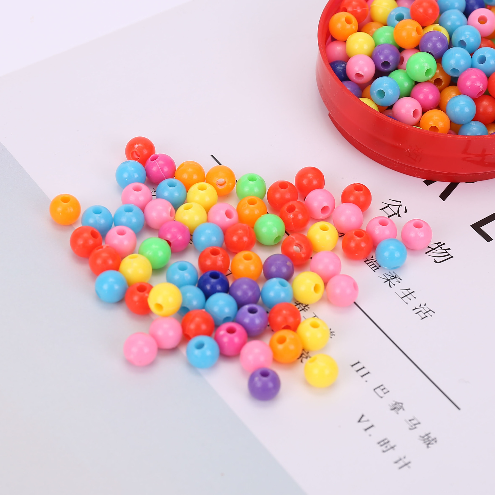 ps塑料珠子 塑料圆珠子 diy手链项链儿童玩具套装散珠 现货批发