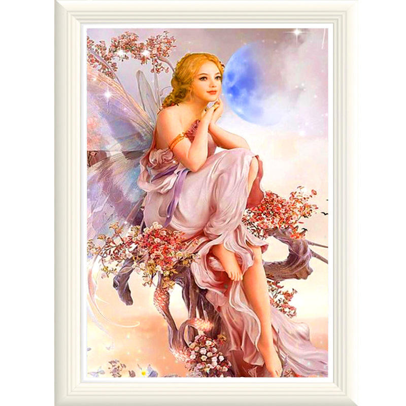 外贸货源新款5d钻石画满钻 天使人物钻石贴画北欧现代装饰画挂画