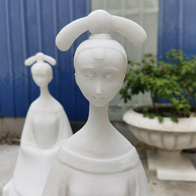 古代仕女汉白玉石雕厂家抽象人物雕塑传统公园人物园林景观摆件