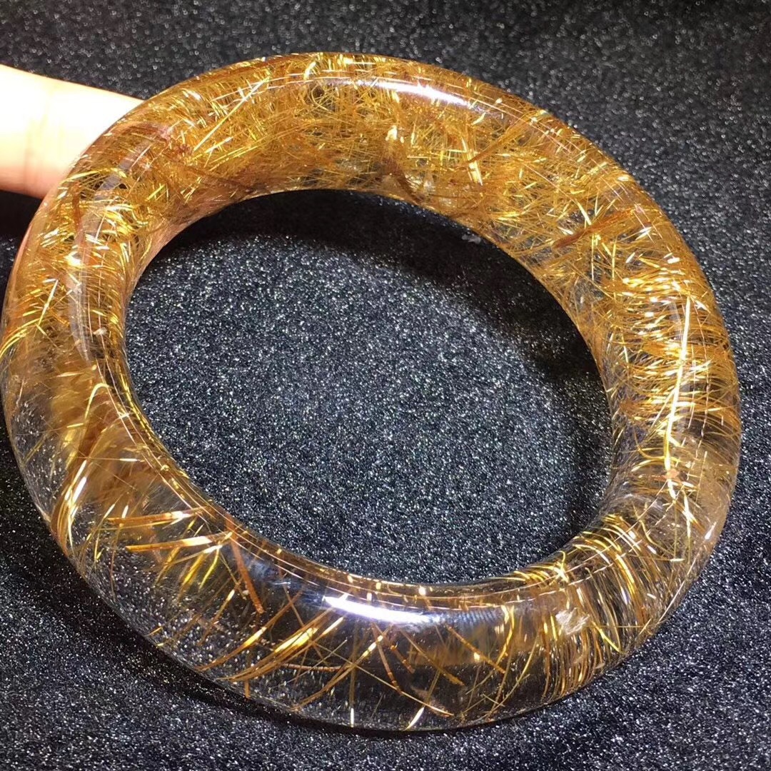 天然钛晶顺发发晶 钛晶板钛金发晶 金发手镯猫眼手链加宽版手镯