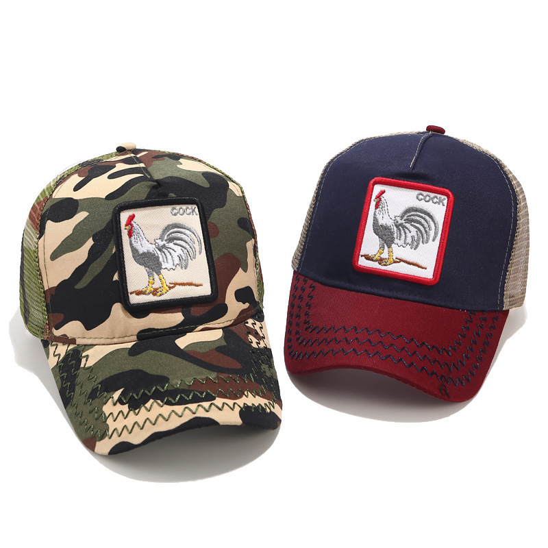欧美英伦风动物公鸡棒球帽夏季百搭网格鸭舌帽街头时尚高品质帽子