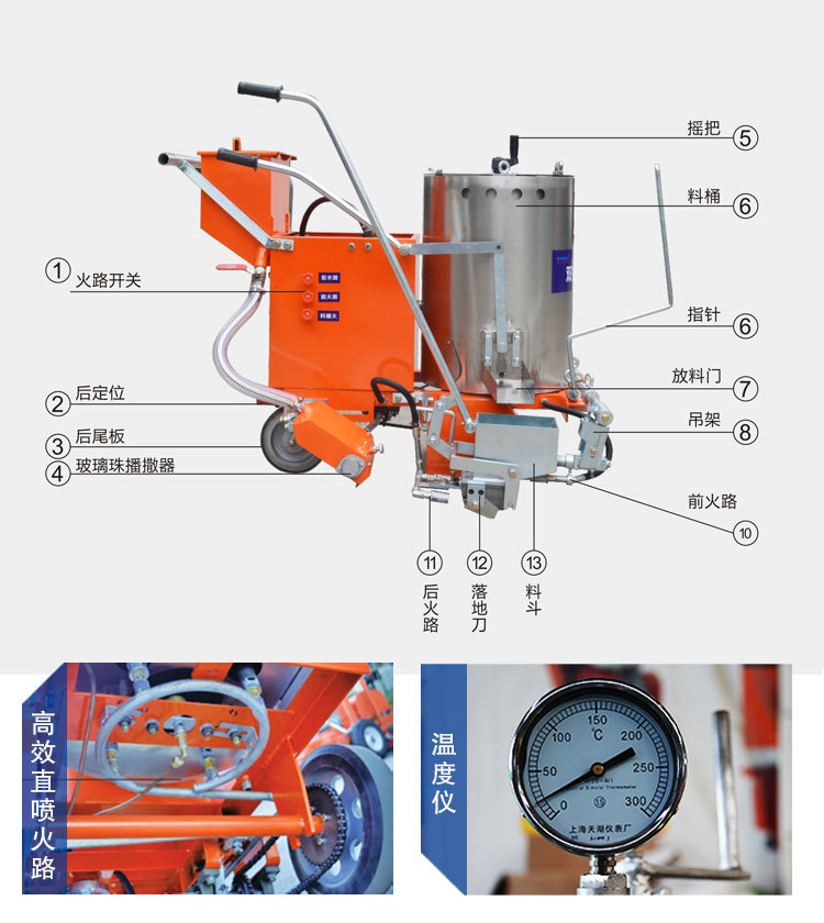 热熔划线机一体机手推式停车位塑胶跑道标线机道路冷喷划线车画线