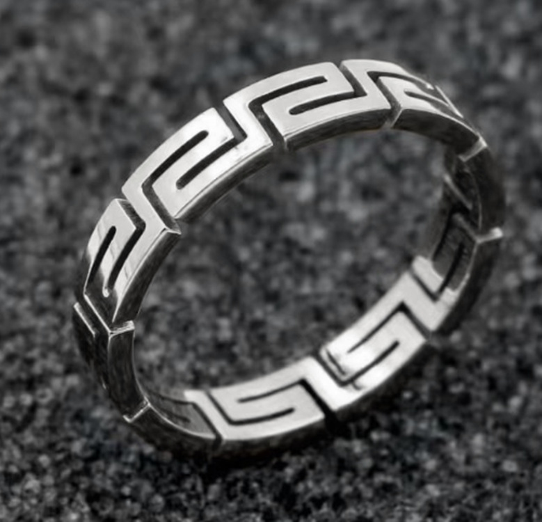 晨睿跨境热销饰品金色古典民族风长城花纹雕刻镂空戒指复古