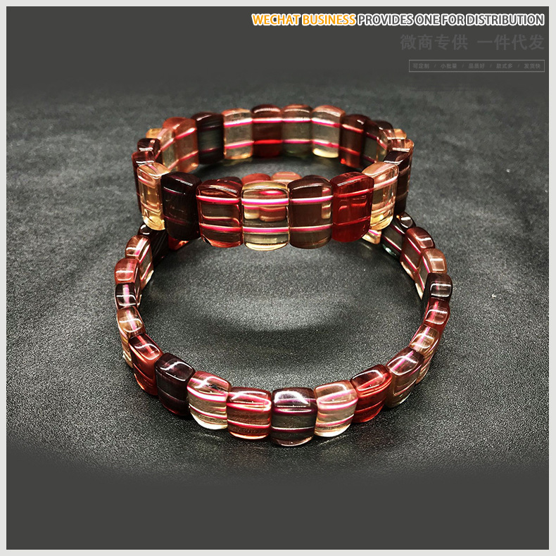 天然彩色安德森时尚andesine长石单圈手排长石手链手排厂家直供