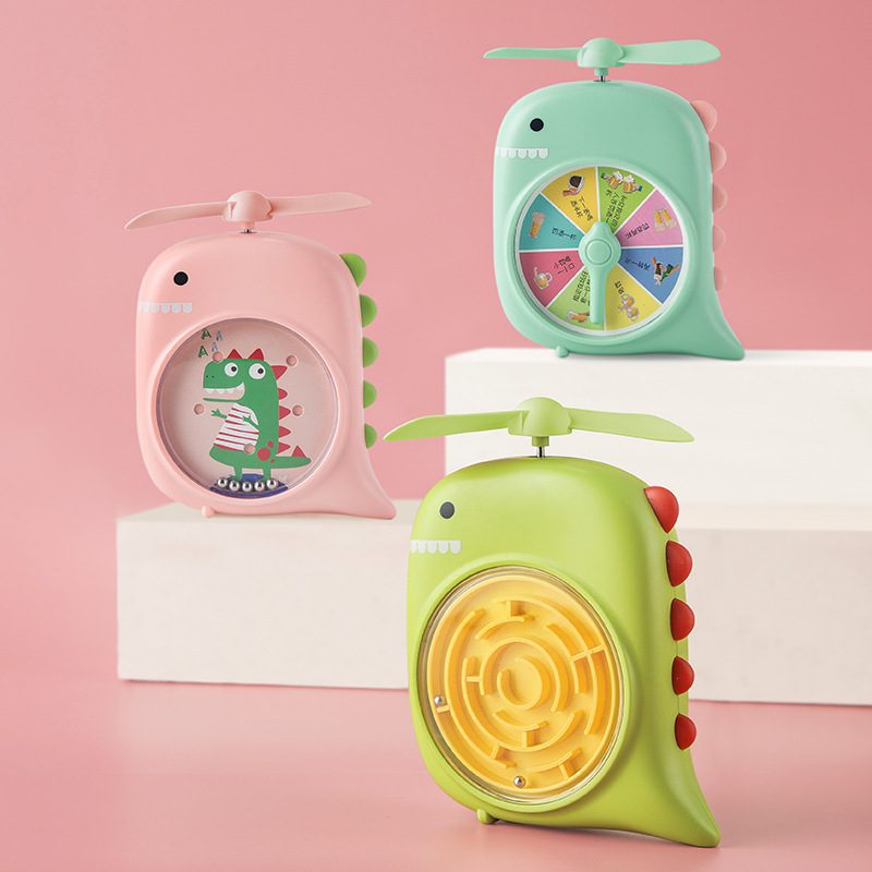 卡通恐龙手持充电风扇 usb充电减压小风扇开发思维益智玩具电风扇