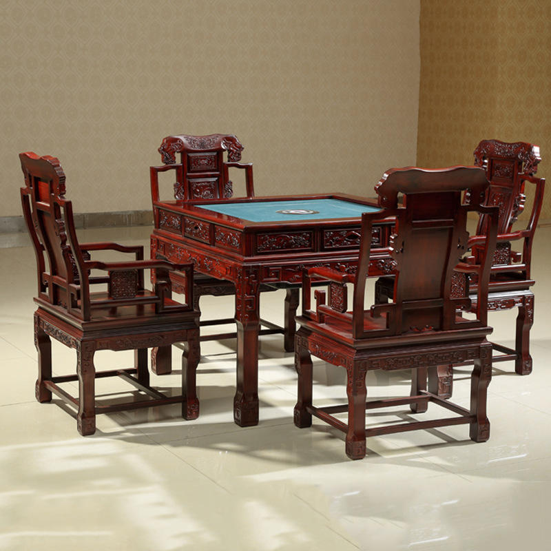 东阳红木家具全自动麻将桌 明清古典休闲棋牌桌 非洲酸枝木麻将桌