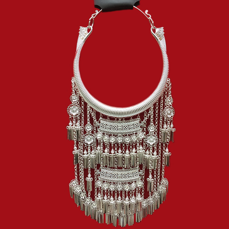 兰蝶民族风苗银项圈 苗族侗族土家族项颈饰摄影庆典表演服装配饰