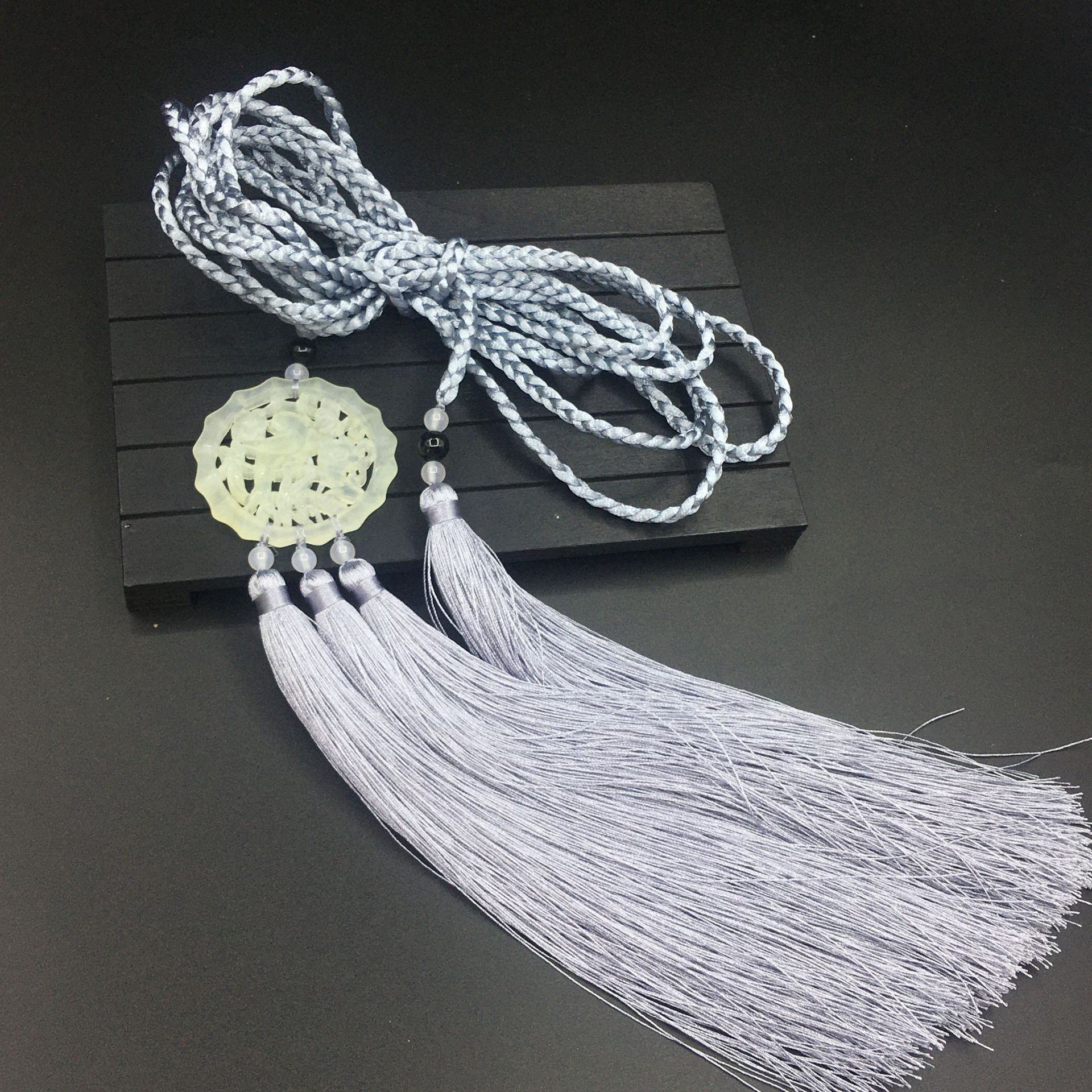 汉服配饰宫绦腰链腰佩腰绳禁步流苏复古风绦绳古装岫玉喜上眉梢