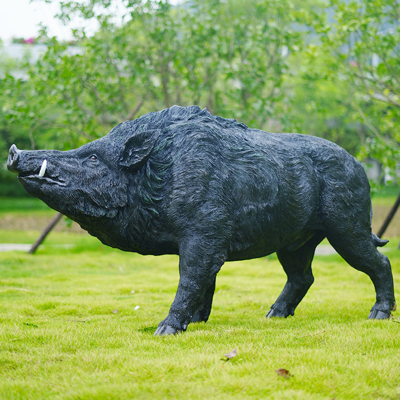 户外仿真野猪摆件玻璃钢大型假动物雕塑园林公园草坪装饰别墅模型