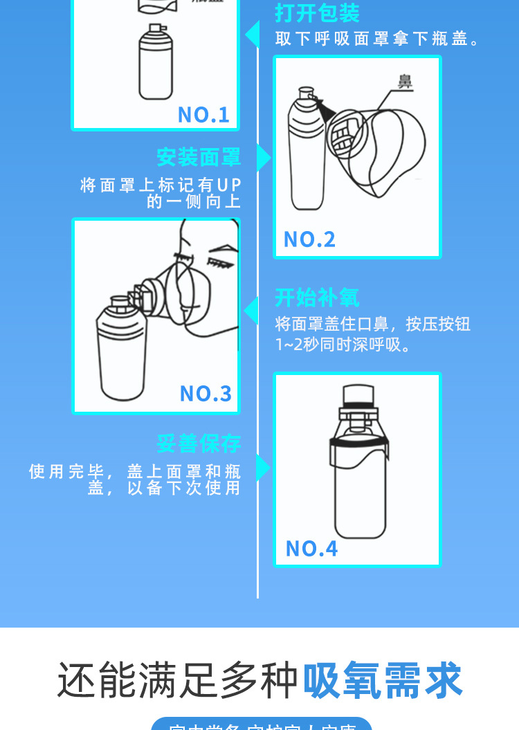 【新日期】爱心壹号登山便携式小氧气瓶高反氧气罐氧气袋氧气枕
