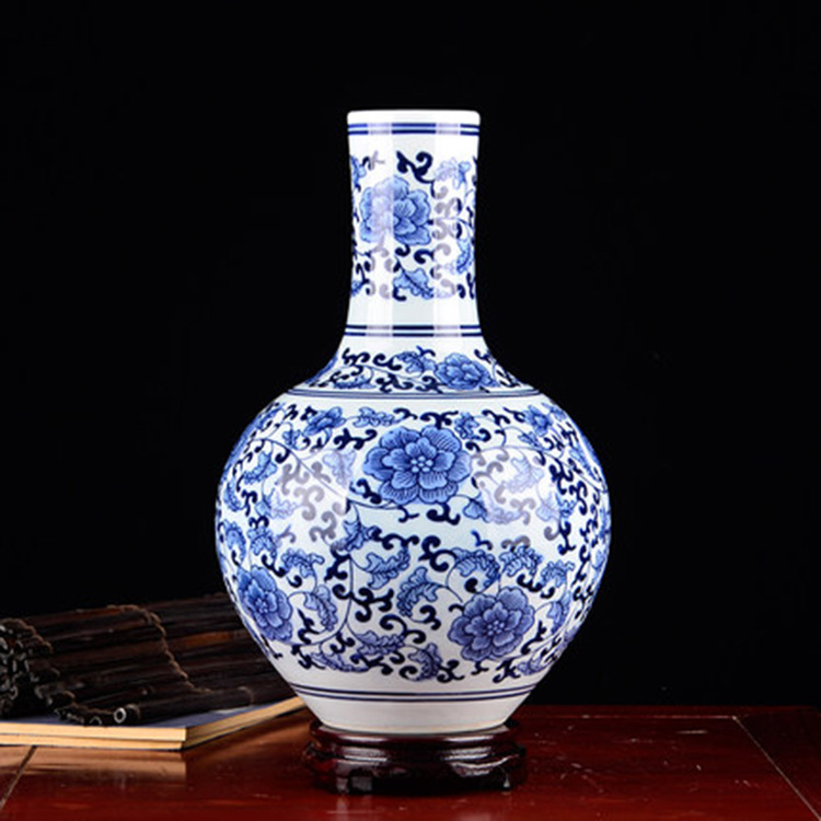 陶瓷玄关摆件  手绘青花瓷花瓶 客厅家居装饰工艺品瓷器摆件