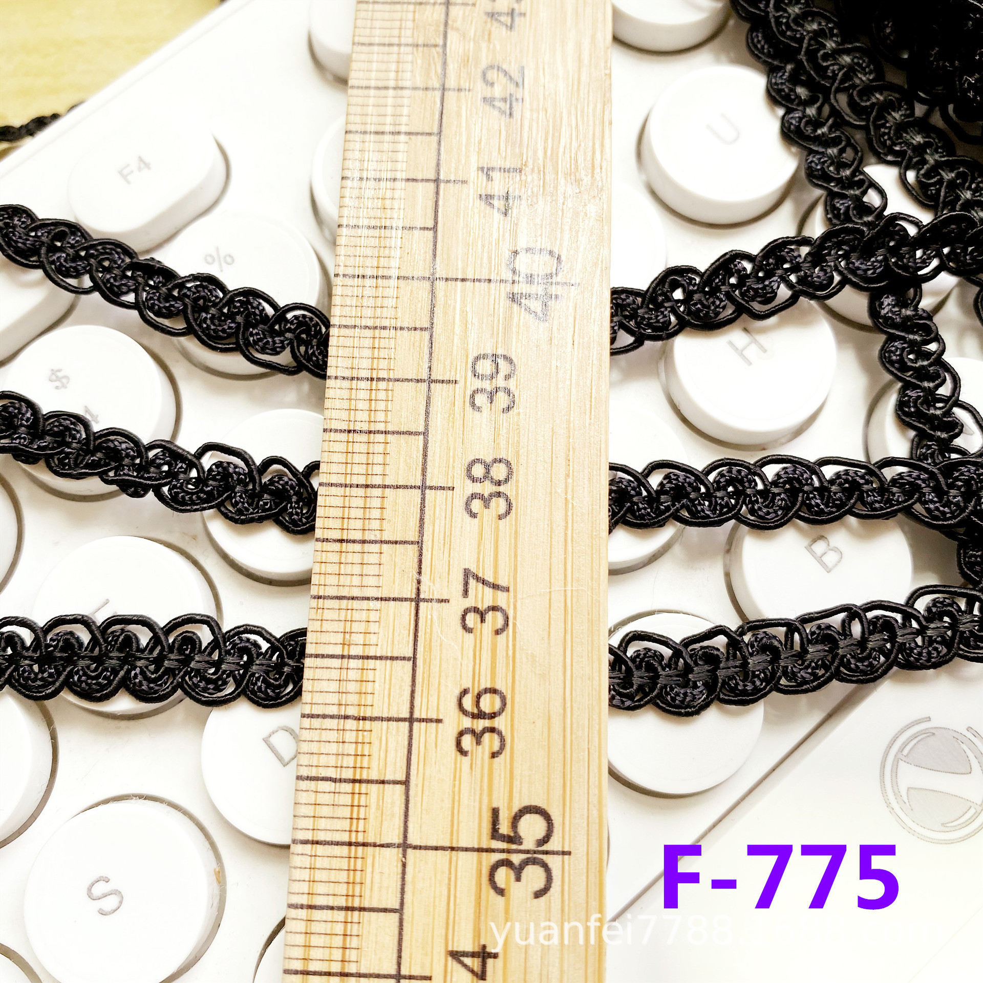 f-776人造丝黑白色柔软编织龙骨0.7厘米精细洛丽塔汉服精细花边