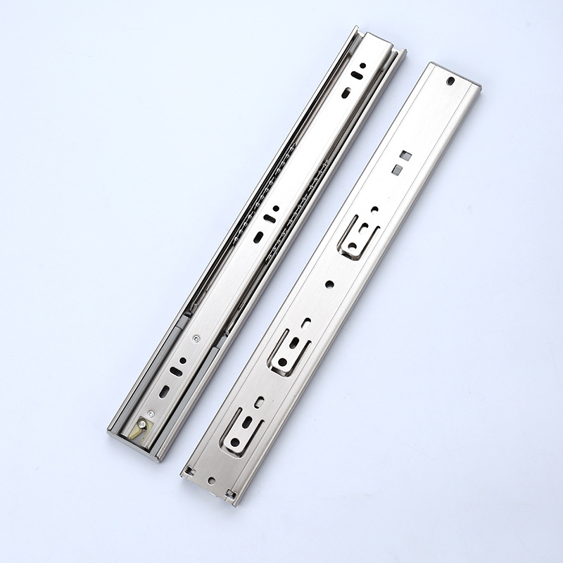 推拉衣柜滚珠滑轨电脑键盘阻尼缓冲三节滑轨 橱柜冷轧钢三节导轨