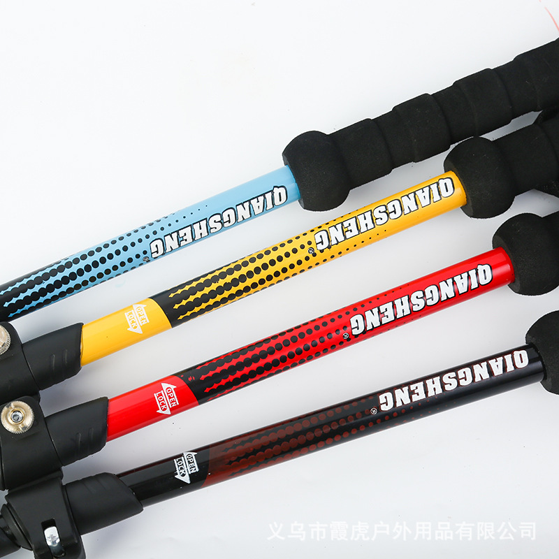 Alpenstock Double Color Head 19cm Outer Lock 7075 Retractable Outdoor Camping Alpenstock Walking Stick 4 Colors Optional