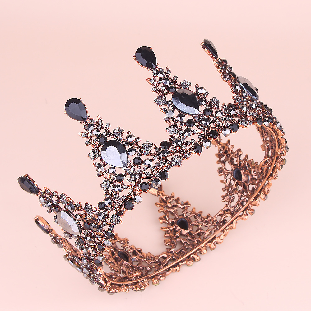 欧美新娘皇冠头饰九尖角头饰巴洛克复古圆冠王冠整圆圈皇冠发饰