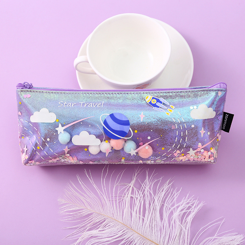 Fresh, Cute and Simple Fashion Laser Cosmetic Bag Quicksand Coin Purse Storage Bag Durable Waterproof Portable Clutch