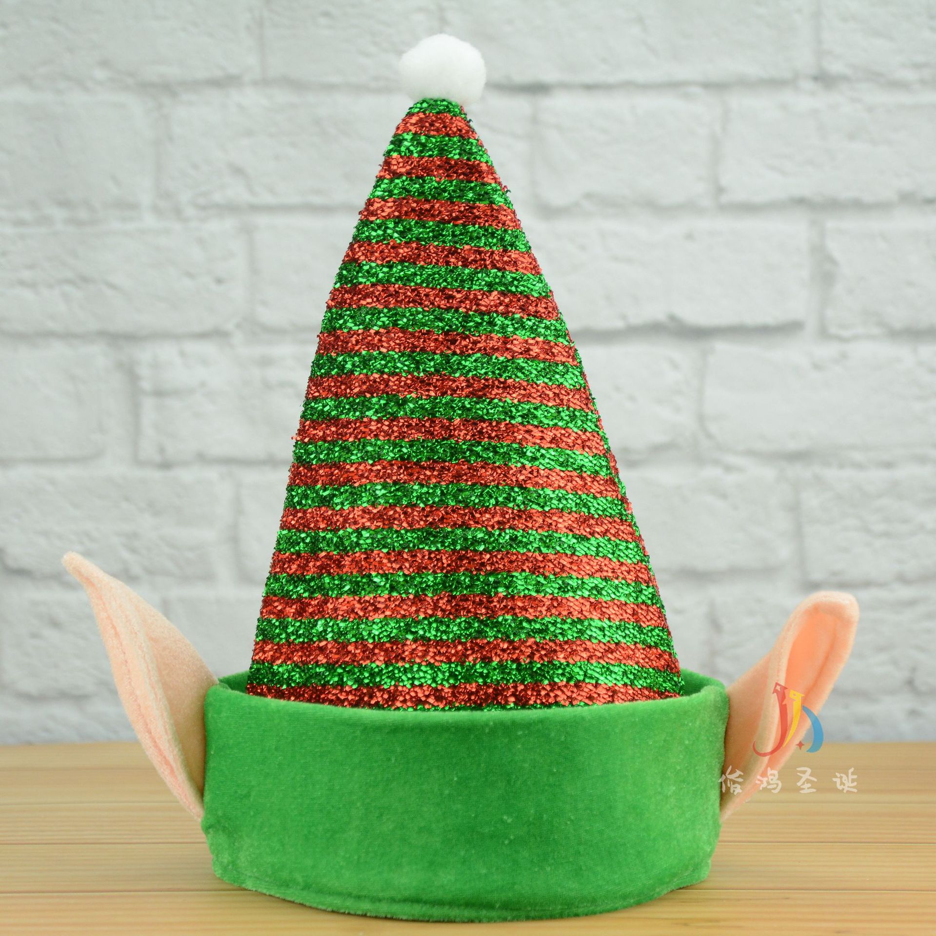 圣诞精灵 粗毛布精灵小丑帽 圣诞精灵帽 万圣节小丑扮演角色帽子