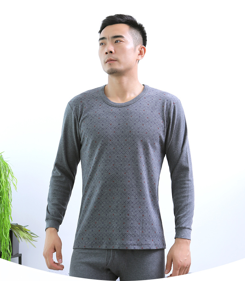 秋衣秋裤男纯棉圆领宽松薄款中老年盒装男士保暖内衣套装一件代发