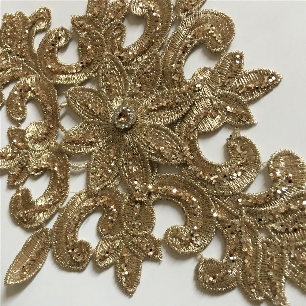 厂家直销多色亮片diy刺绣蕾丝水钻花边衣领装饰服装辅料缝纫配件