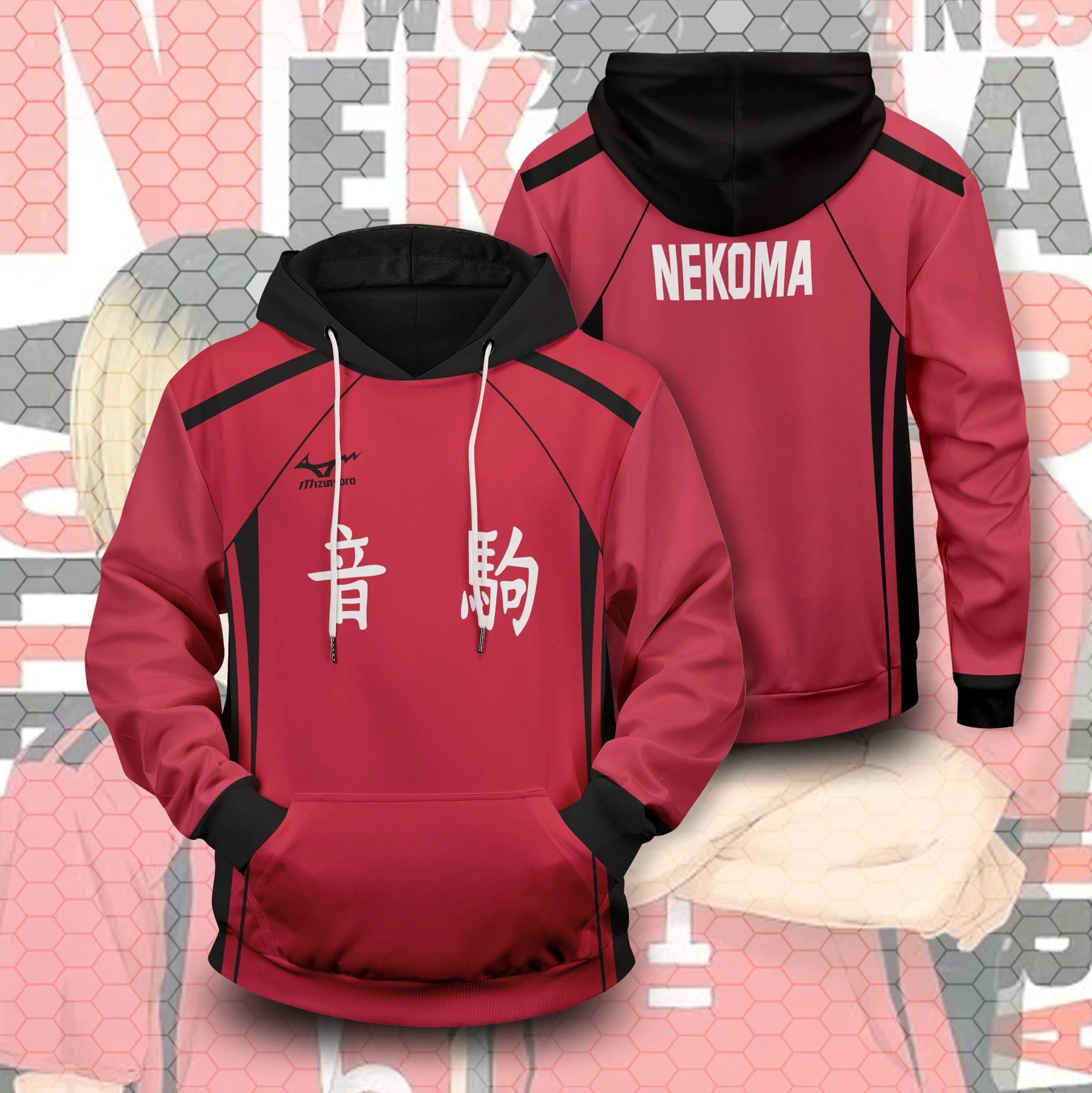 动漫排球少年音驹高校角色服 3d数码卫衣连帽运动卫衣欧码