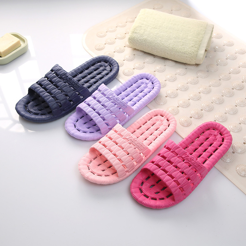 New Home Slippers Wholesale Four Seasons Bath Leaking Slippers Men and Women Soft Bottom Cutout Non-Slip Couple Bathroom Sandals