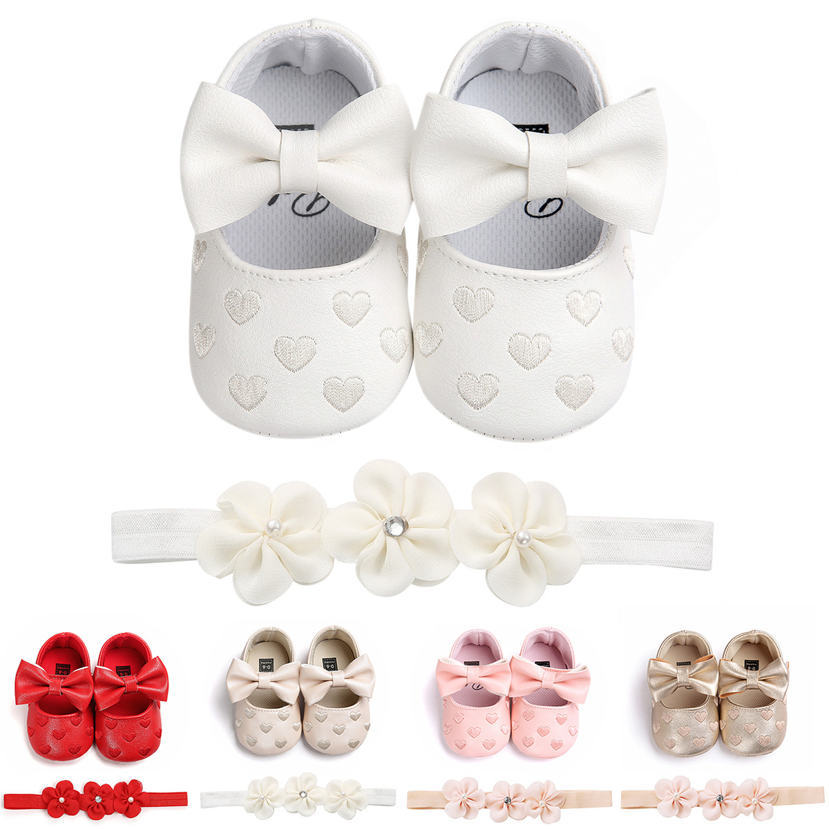 Butterfly Princess Shoes for Baby Baby Headband Headwear Shoes Soft Bottom Toddler Shoes Headdress Flower 2-Piece Set P1817