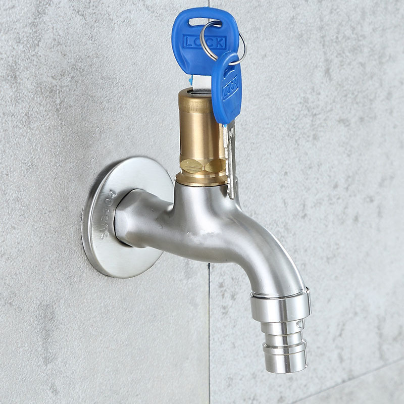 304不锈钢4分带锁龙头厂家供应室外户外专用防盗水龙头钥匙水龙头