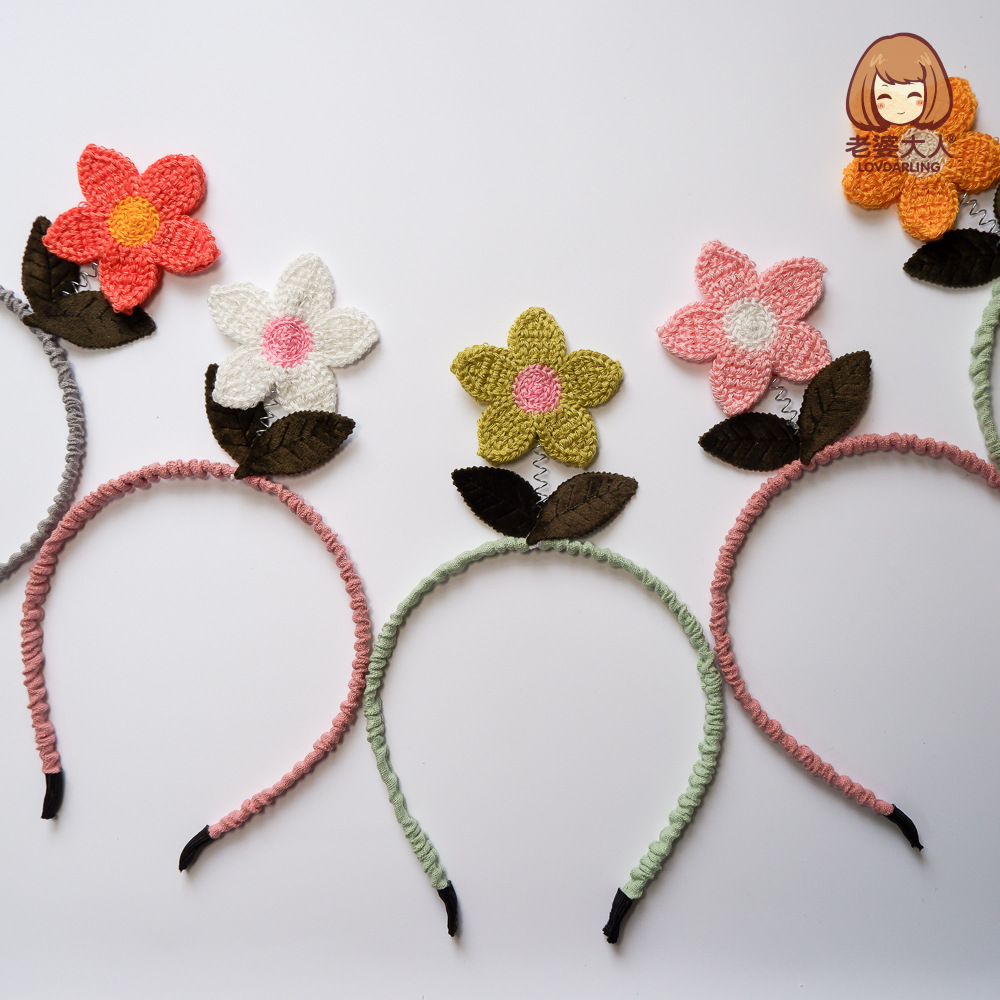 韩国手工发箍弹簧花朵卖萌神器可爱旅行风少女发箍女孩头箍发饰品