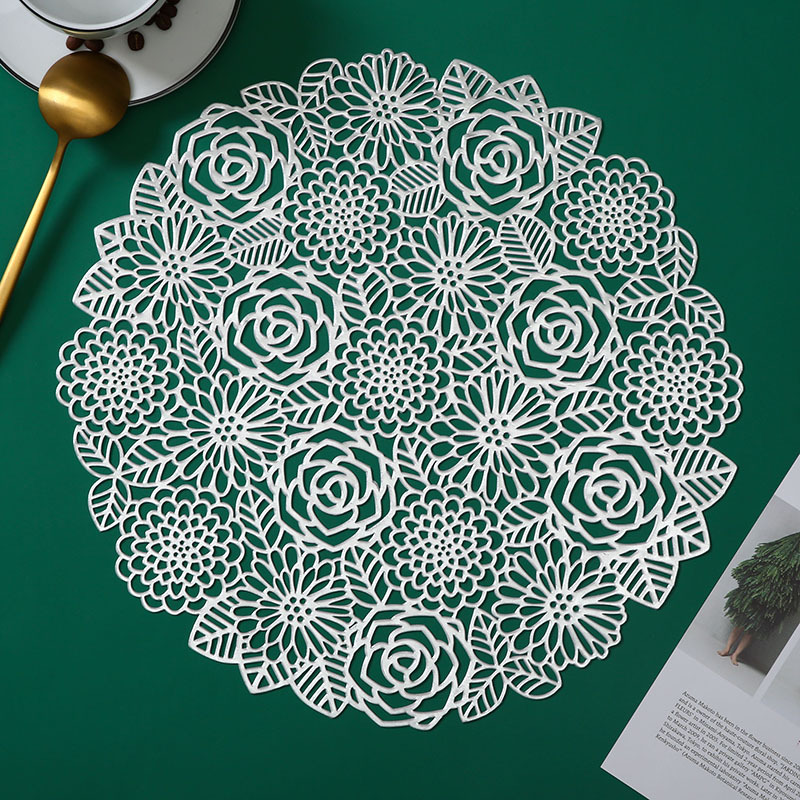 欧式烫金镂空玫瑰花餐垫隔热家居装饰婚礼餐垫玫瑰园桌垫