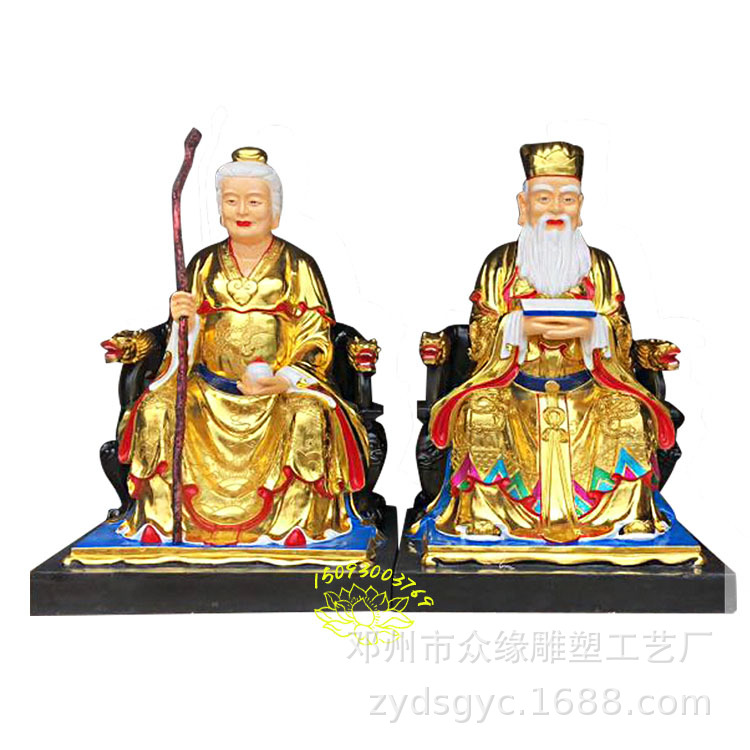 土地神张福德树脂神像坐像 极彩社公社母神像图片 河南众缘佛像厂