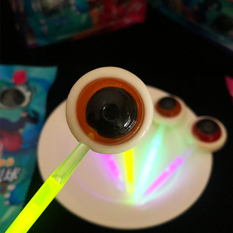 万圣节糖果眼球荧光棒棒糖30支盒装搞怪创意糖果儿童派对礼物