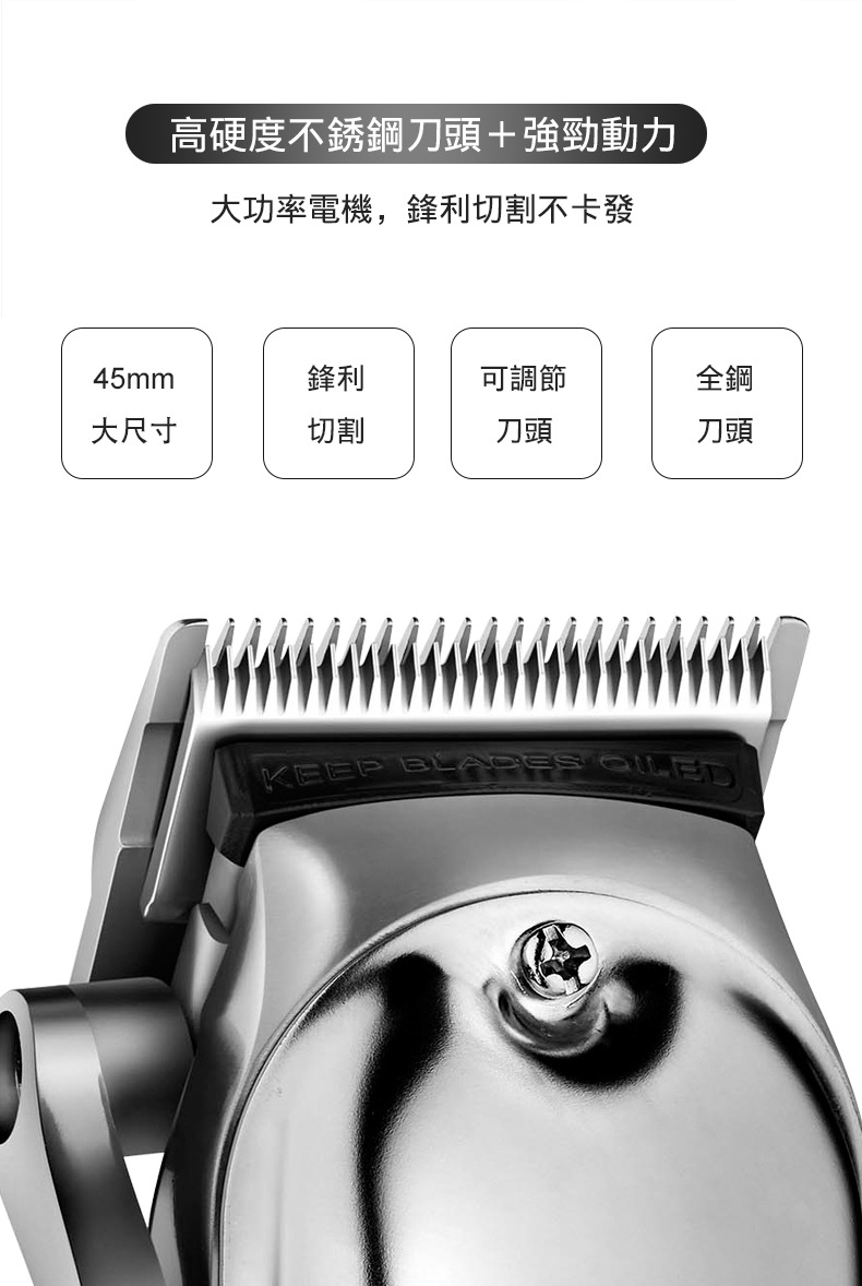 一件代发液晶调温百年同款银色电推剪发廊专用六个卡尺理发器