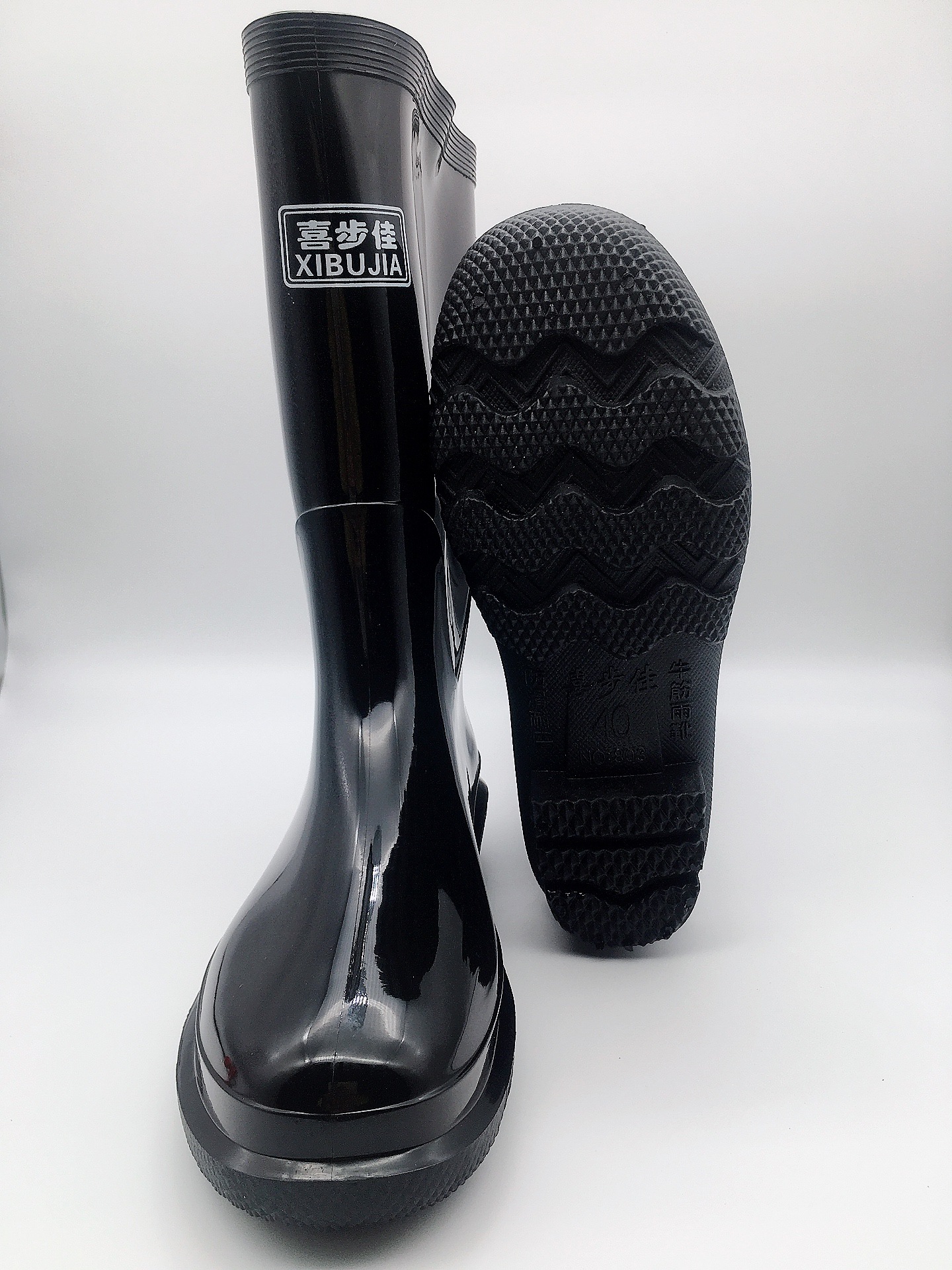 一件代发喜步佳厚底纯色中筒雨鞋男水鞋厨房防滑水靴耐磨劳保雨靴