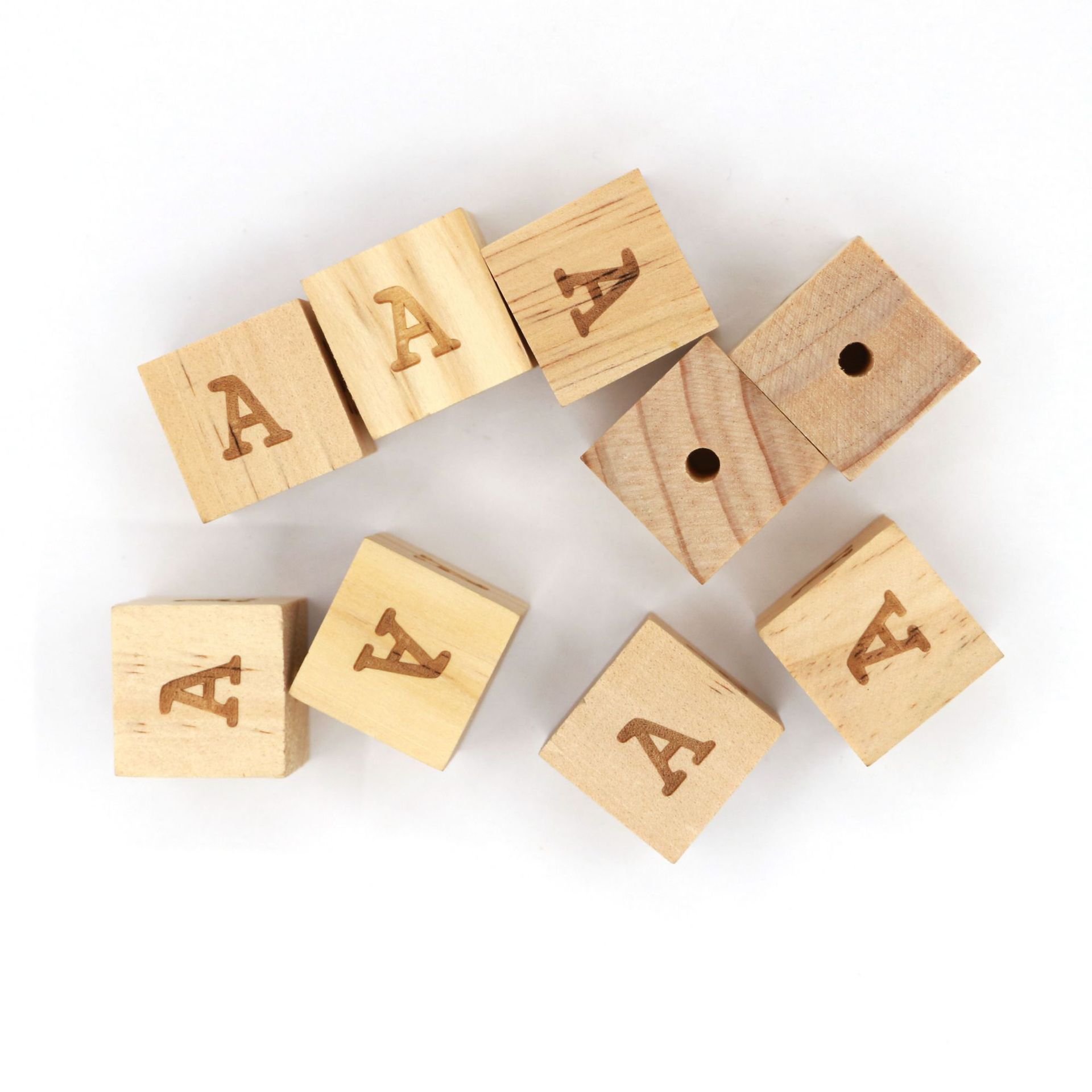 新款正方形松木块拼图儿童积木玩具木块可定制logo圣诞节装饰品