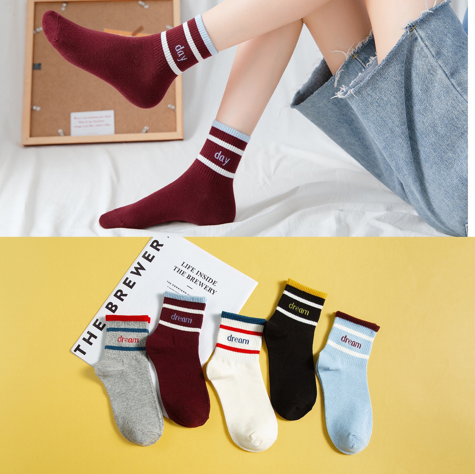 [Online Store Supply] New Socks Women's Autumn and Winter Women's Mid-Calf Length Sock Men's Cute Long Socks Men's Middle Tube Socks Women's