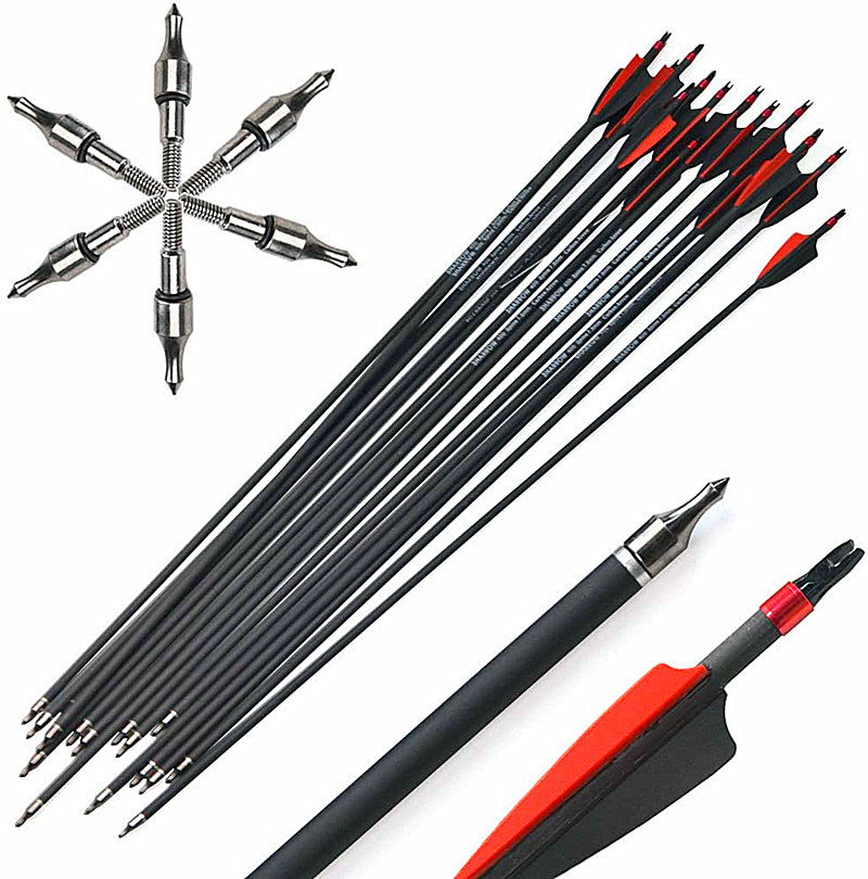 厂家销售 400扰纯碳箭支反曲弓直拉弓美猎弓复合滑轮弓通用碳素箭